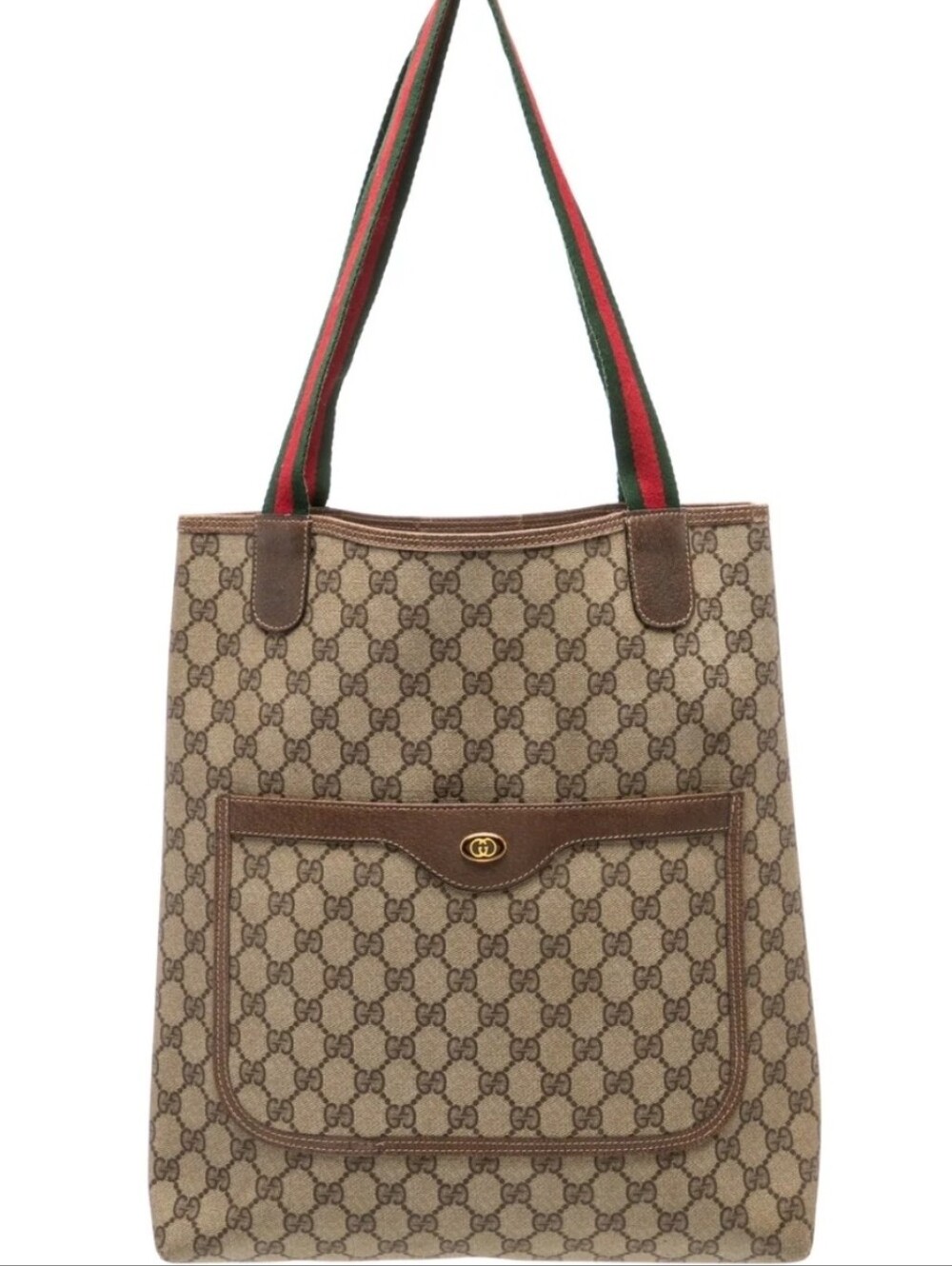 Gucci Web Sherry Line Tote Beige And Brown GG Supreme Bag